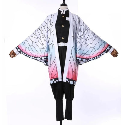 Costume de Cosplay Anime Demon Slayer Kimetsu No Yaiba Kochou Shinobu, ensemble de perruques, uniforme Kimono, Costumes d'halloween pour enfants et adultes