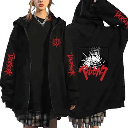 Japonais Berserk Anime sweat à capuche Guts yeux Manga sweats à capuche Harajuku manches longues sweat Hip Hop garçon fille vêtements manteau d'extérieur
