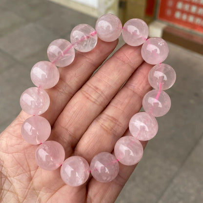 Bracelet en pierre naturelle pour hommes et femmes, perles de Quartz Rose, cristal de guérison, bijoux de Yoga, cadeau, vente en gros