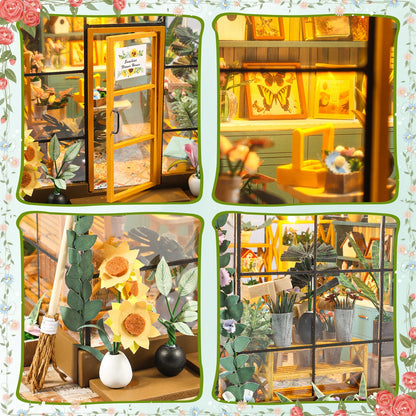 Kit de maison de jardin Miniature, bricolage, avec meubles et lumière LED, ensemble artisanal pour maison de poupée, cadeaux, Kits de construction de maquettes de serre en bois