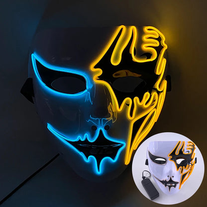 Masque lumineux pour Costume d'halloween, masque de Cosplay LED Demon Slayer pour hommes et femmes, accessoires de maison hantée d'horreur