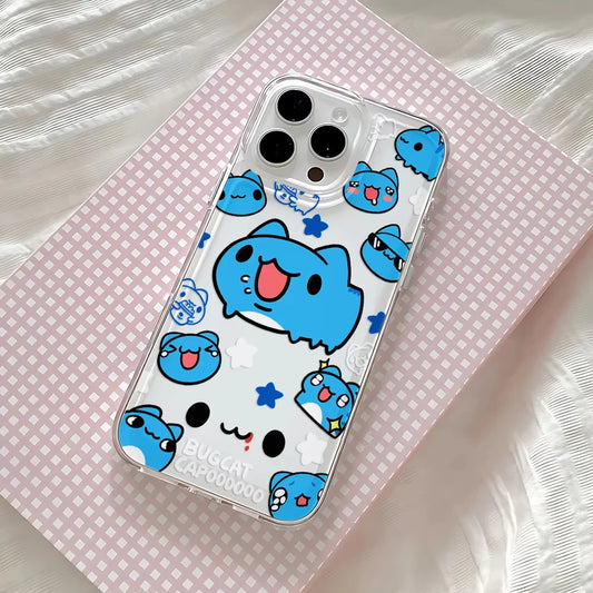 Coque de téléphone Bugcat Capoo, étui Transparent en Silicone résistant aux chocs, dessin animé mignon, pour iPhone 16 15 14 13 12 11 Pro Max 7 8 Plus XS Max