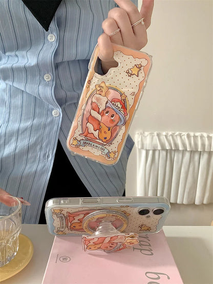 Coque de téléphone magnétique avec support Magsafe, coque en silicone antichoc, jolie bougie étoile, iPhone 16 Pro, 15, 14, 13 Pro Max