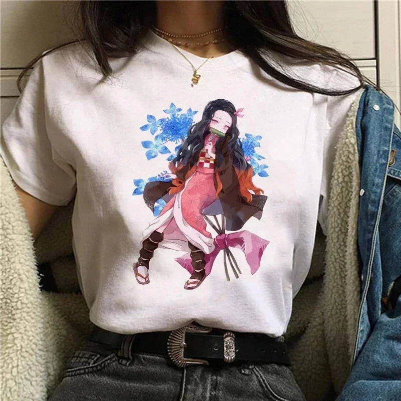 Démon Slayer T-shirt femmes Kimetsu No Yaiba Nezuko T-shirt femme Tanjirou Kamado graphique T-shirt japonais Anime Manga T-shirt