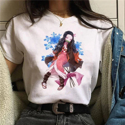 Démon Slayer T-shirt femmes Kimetsu No Yaiba Nezuko T-shirt femme Tanjirou Kamado graphique T-shirt japonais Anime Manga T-shirt