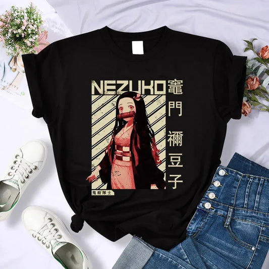 Démon Slayer T-shirt femmes Kimetsu No Yaiba Nezuko T-shirt femme Tanjirou Kamado graphique T-shirt japonais Anime Manga T-shirt