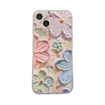 Coque de téléphone à motif de fleurs peintes vibrantes, couverture complète transparente, iPhone 11 12 Mini 13 14 Pro Max 15 16 Pro Poly X, 1PC