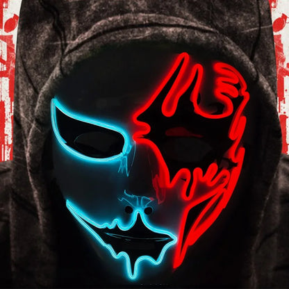 Masque lumineux pour Costume d'halloween, masque de Cosplay LED Demon Slayer pour hommes et femmes, accessoires de maison hantée d'horreur