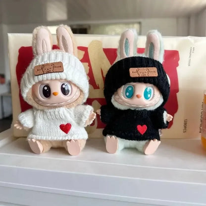 New Doll Clothes Pendant Set, LABUBU Bear Hat Love Sweater Set, DIY Doll Accessories, Funny and Cute Baby Clothes, Christmas Gifts
