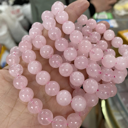 Bracelet en pierre naturelle pour hommes et femmes, perles de Quartz Rose, cristal de guérison, bijoux de Yoga, cadeau, vente en gros