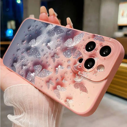 Coque de téléphone antichoc au Design papillon et Floral, étui mat pour iPhone 11 12 13 14 15 16 Pro Max 16E Mini XR XS X 7 8 Plus SE2