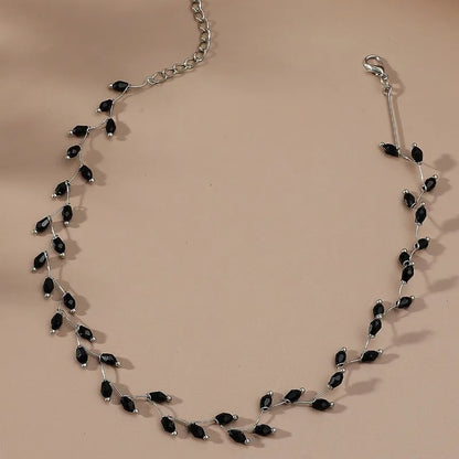Collier en cristal de Style coréen, Simple et polyvalent, chaîne de clavicule de Style court en cristal noir, accessoires élégants, bijoux