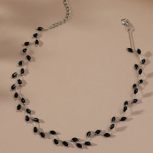 Collier en cristal de Style coréen, Simple et polyvalent, chaîne de clavicule de Style court en cristal noir, accessoires élégants, bijoux