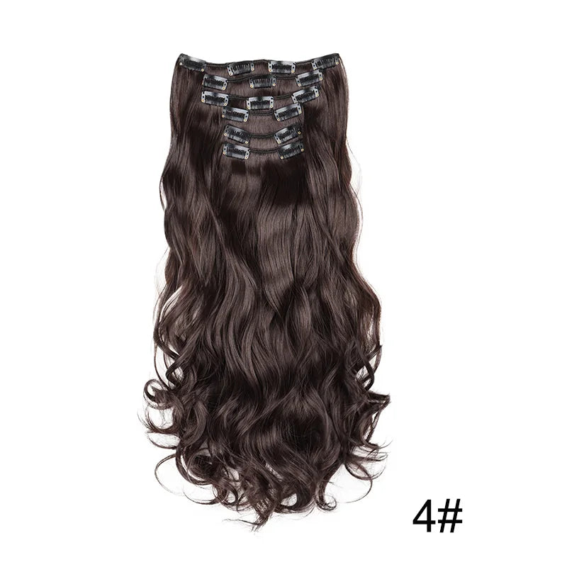 WIGSIN 24 pouces synthétique longue ondulée bouclés Extensions de cheveux postiches accessoires de cheveux quotidiens pour les femmes