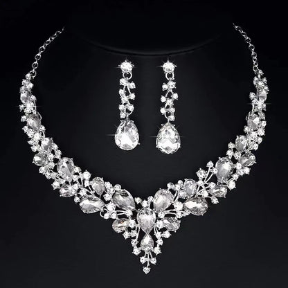 Ensemble de bijoux à la mode pour femmes, 3 pièces, luxueux, minimaliste, strass, boule de cristal, collier, boucle d'oreille, ensemble d'accessoires pour femmes