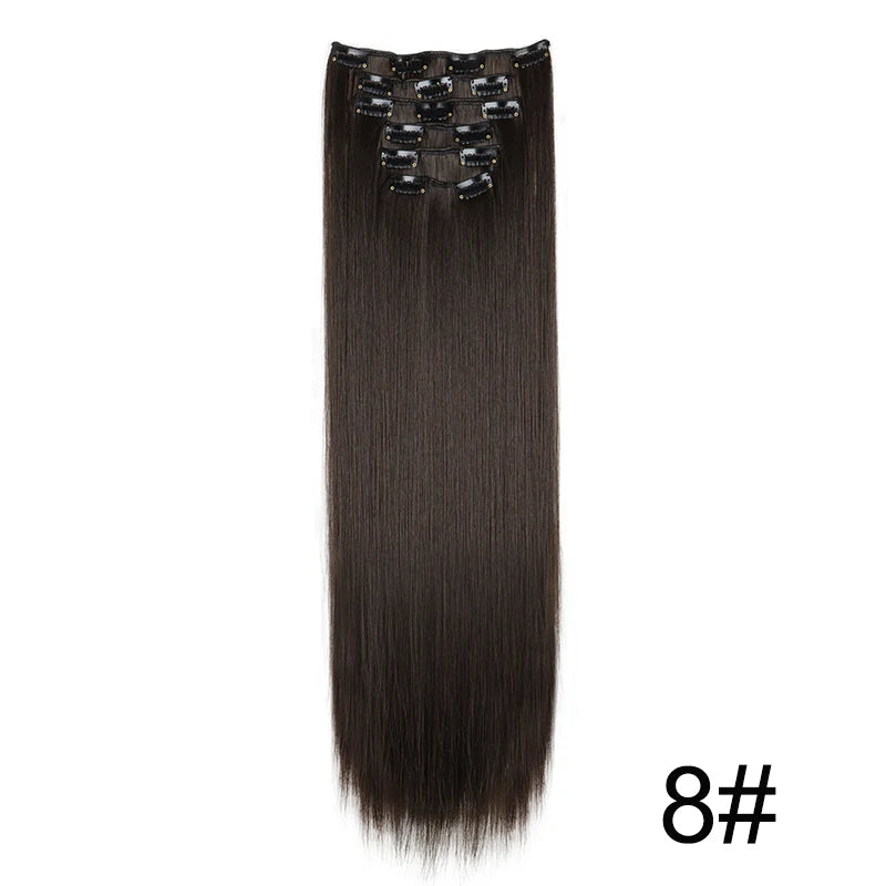 WIGSIN – Extension capillaire synthétique de 24 pouces, postiche longue et lisse en Fiber résistante à la chaleur, noire, brune, blonde, 6 pièces, pour femmes