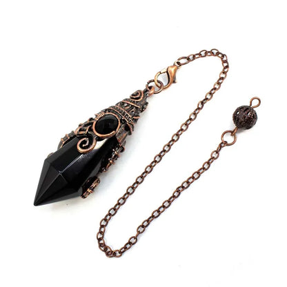 Pendentif pendule en cristal à 12 facettes, pour la Divination radiesthésie, pierre naturelle, améthyste, Quartz Rose, amulette, spirituel, bijoux