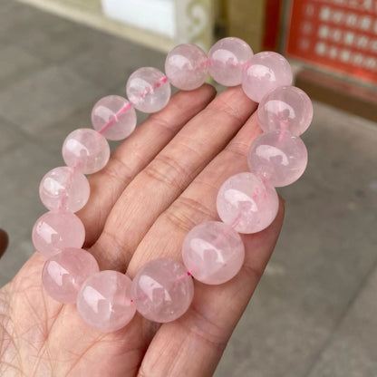 Bracelet en pierre naturelle pour hommes et femmes, perles de Quartz Rose, cristal de guérison, bijoux de Yoga, cadeau, vente en gros