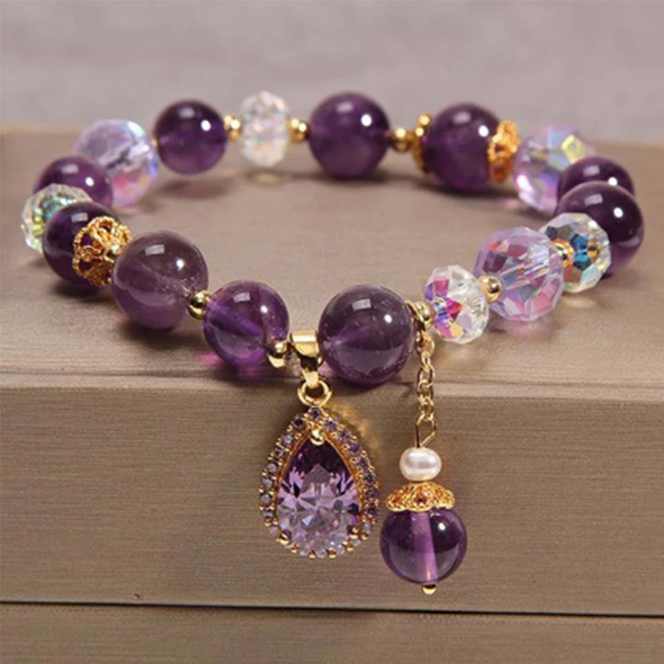 ZAKOL – Bracelet à breloques en Zircon pour femmes et filles, perles de cristal violettes exquises, bijoux d'anniversaire mignons, accessoires, cadeaux