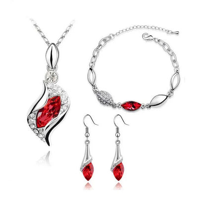 Nouveau luxe 925 en argent Sterling cristal ensemble de bijoux pour les femmes pendentif collier boucles d'oreilles Bracelet ensemble bijoux de mode