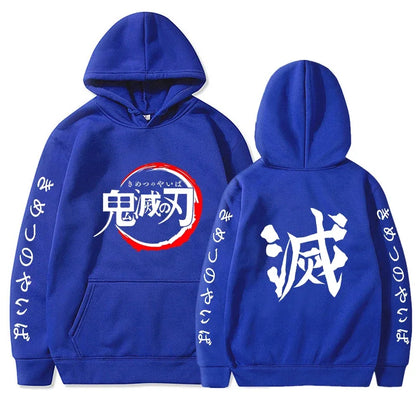 Demon Slayer sweat à capuche pour homme mode lettre graphique imprimé sweats femmes décontracté Harajuku Streetwear pull à capuche Sudaderas