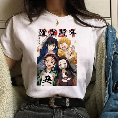 Démon Slayer T-shirt femmes Kimetsu No Yaiba Nezuko T-shirt femme Tanjirou Kamado graphique T-shirt japonais Anime Manga T-shirt