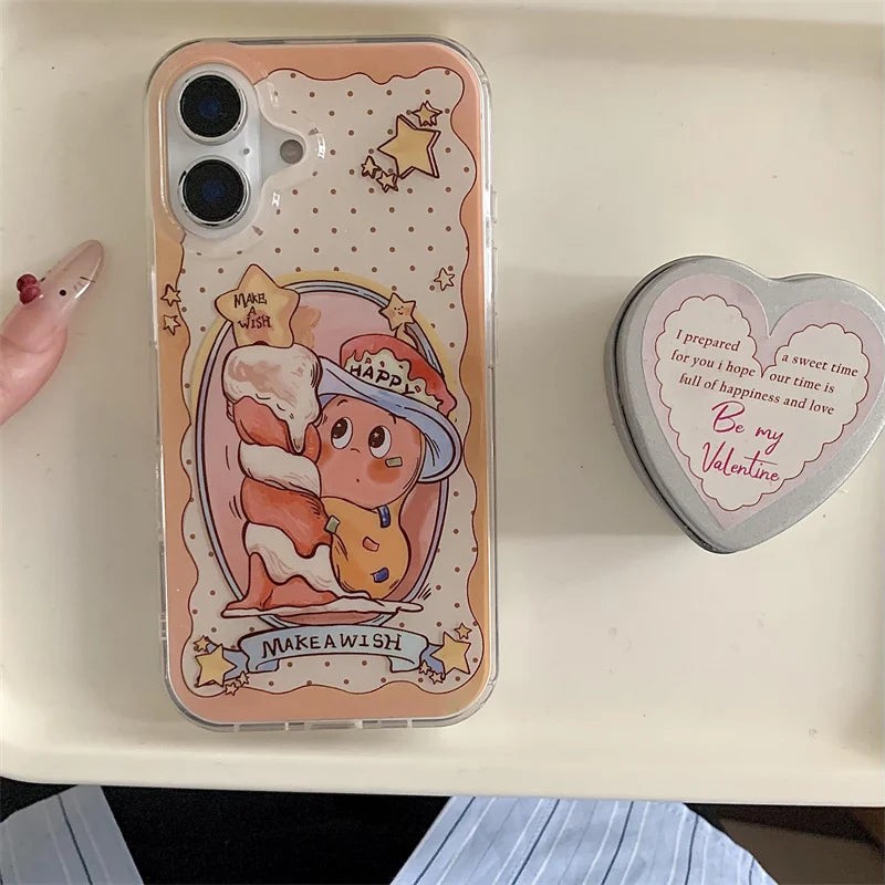 Coque de téléphone magnétique avec support Magsafe, coque en silicone antichoc, jolie bougie étoile, iPhone 16 Pro, 15, 14, 13 Pro Max