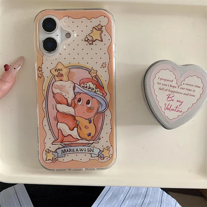Coque de téléphone magnétique avec support Magsafe, coque en silicone antichoc, jolie bougie étoile, iPhone 16 Pro, 15, 14, 13 Pro Max