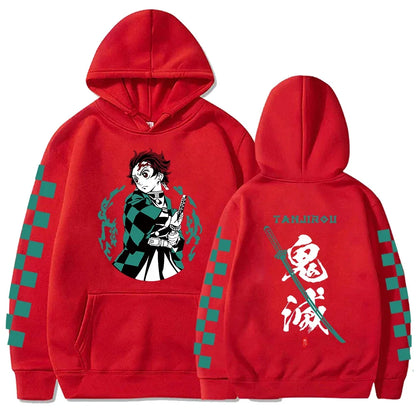 Japanese Anime Demon Slayer Tanjiro Kamado Hoodie Men Women Y2k Harajuku Unisex Casual Pullover Tops Clothing