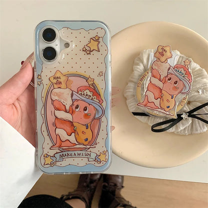 Coque de téléphone magnétique avec support Magsafe, coque en silicone antichoc, jolie bougie étoile, iPhone 16 Pro, 15, 14, 13 Pro Max
