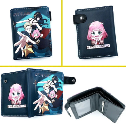 Anime SPY×FAMILY Loid Anya Forger Yor PU Bifold Short Wallets Coin Purse with Inner Zipper Pocket