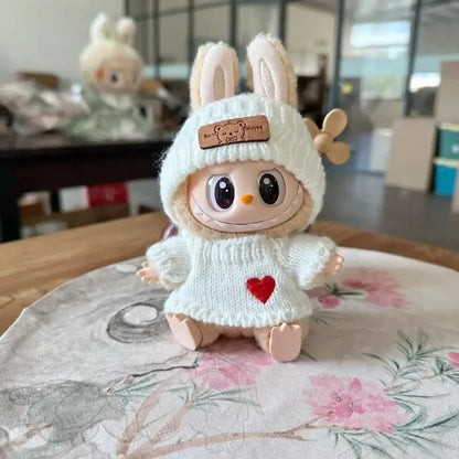 New Doll Clothes Pendant Set, LABUBU Bear Hat Love Sweater Set, DIY Doll Accessories, Funny and Cute Baby Clothes, Christmas Gifts