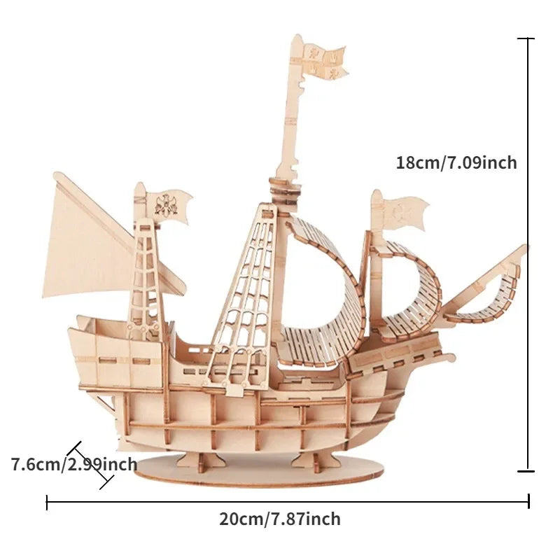 Jouets de bateau à voile 3D, Puzzle en bois, modèle d'assemblage, Kits d'artisanat en bois, décoration de bureau pour enfants, DIY