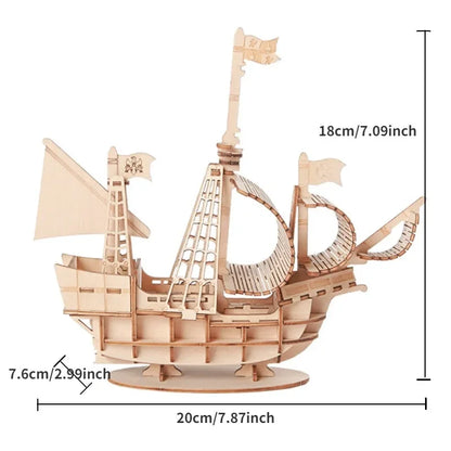 Jouets de bateau à voile 3D, Puzzle en bois, modèle d'assemblage, Kits d'artisanat en bois, décoration de bureau pour enfants, DIY