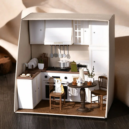 Maison de course l'inventaire en bois avec lumières LED, maison de beurre casa, mini kit de bricolage, assemblage de meubles, jouets de chambre exécutifs, 3D, bricolage