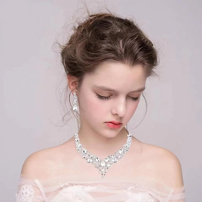 Ensemble de bijoux à la mode pour femmes, 3 pièces, luxueux, minimaliste, strass, boule de cristal, collier, boucle d'oreille, ensemble d'accessoires pour femmes