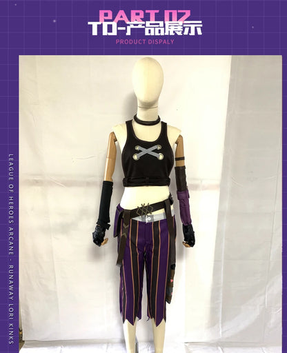 Costume Cosplay Jinx Arcane (League of Legends) - Tenue Femme Sexy avec Accessoires - Déguisement Halloween & Convention Manga