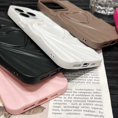 Coque de téléphone pliable en Silicone souple et mat, étui complet en forme de cœur d'amour 3D pour iPhone 13 14 15 Pro Max 16 Plus 11 12 ProMax