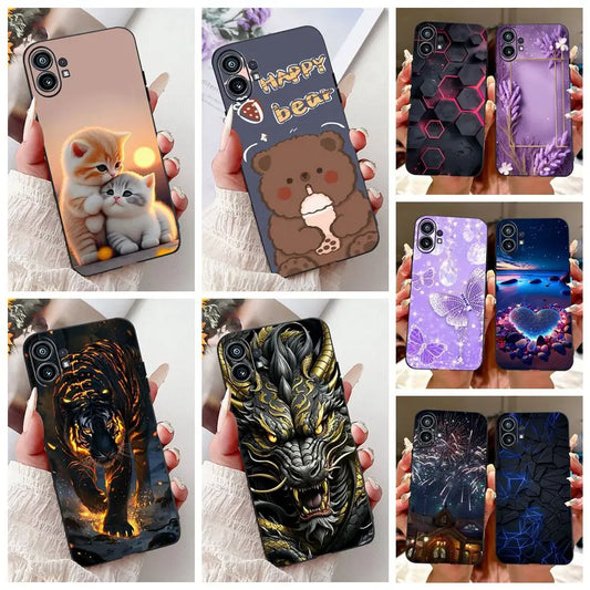 Coque de téléphone 6.55 "pour rien de téléphone (1) One 1 A063 couverture arrière antichoc en Silicone noir souple pour rien Phone1 dessin animé Funda nouveau