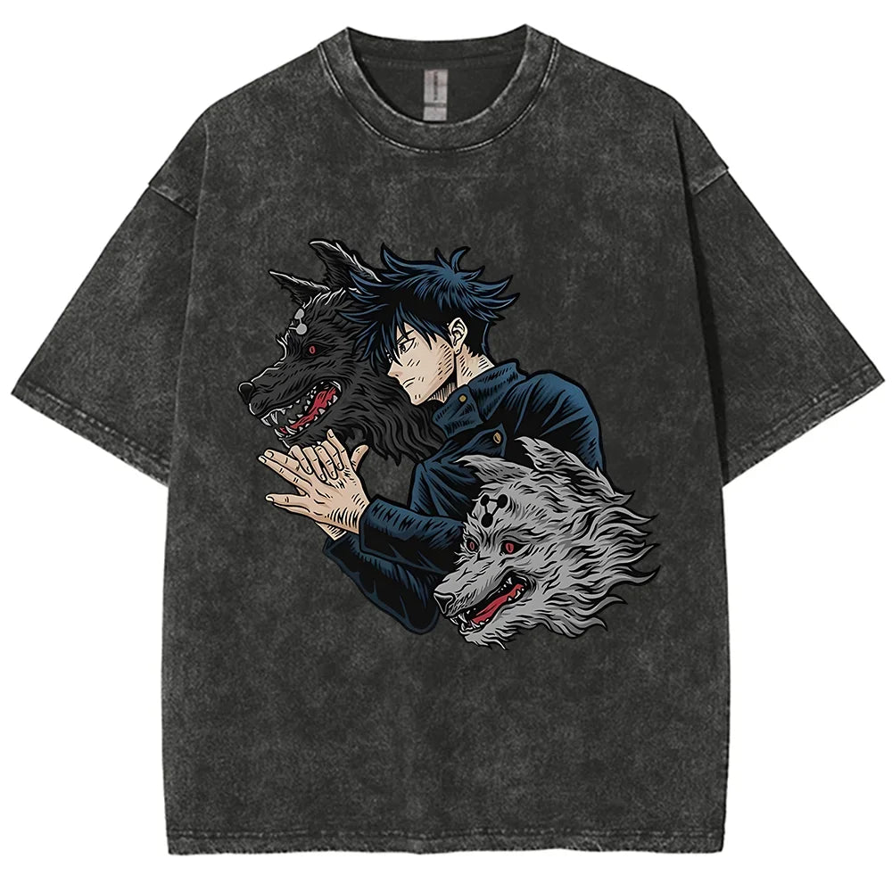 Anime Jujutsu Kaisen Gojo Satoru T-Shirts Washed Men Women Cotton Harajuku T-Shirts Ryomen Sukuna Retro Men's Women's Top Tees