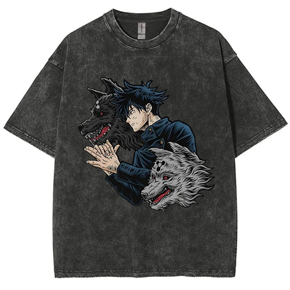 Anime Jujutsu Kaisen Gojo Satoru T-Shirts Washed Men Women Cotton Harajuku T-Shirts Ryomen Sukuna Retro Men's Women's Top Tees
