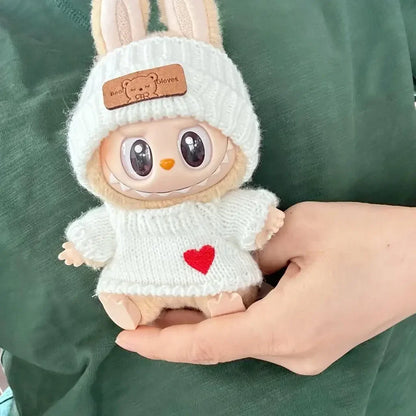 New Doll Clothes Pendant Set, LABUBU Bear Hat Love Sweater Set, DIY Doll Accessories, Funny and Cute Baby Clothes, Christmas Gifts