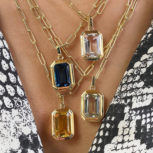 Collier pendentif en forme carrée en cristal clair pour femmes, plaqué or, chaîne à maillons en acier inoxydable, bijoux tendance, nouvelle collection