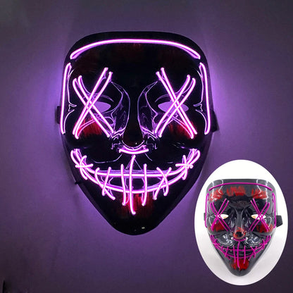 Masque lumineux pour Costume d'halloween, masque de Cosplay LED Demon Slayer pour hommes et femmes, accessoires de maison hantée d'horreur
