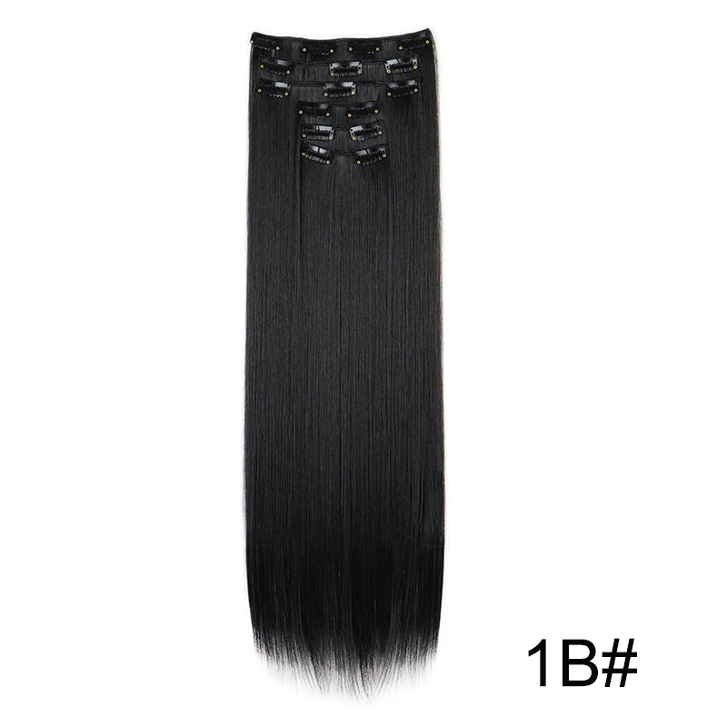 WIGSIN – Extension capillaire synthétique de 24 pouces, postiche longue et lisse en Fiber résistante à la chaleur, noire, brune, blonde, 6 pièces, pour femmes