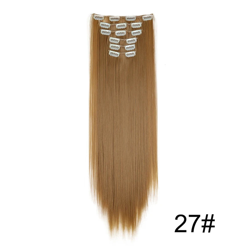 WIGSIN – Extension capillaire synthétique de 24 pouces, postiche longue et lisse en Fiber résistante à la chaleur, noire, brune, blonde, 6 pièces, pour femmes