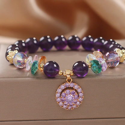 ZAKOL – Bracelet à breloques en Zircon pour femmes et filles, perles de cristal violettes exquises, bijoux d'anniversaire mignons, accessoires, cadeaux