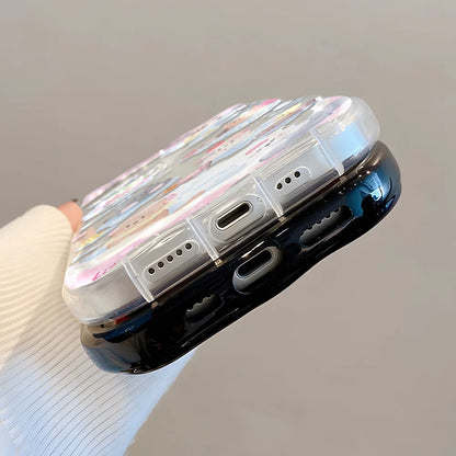 Coque de téléphone chat mignon pour iPhone, bord incurvé ondulé 3D, coque en TPU souple et transparente, iPhone 13, iPhone 15, iPhone 12, iPhone 11, iPhone 14 Pro Max, iPhone X, iPhone XS, iPhone 7, iPhone 8 Plus