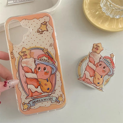 Coque de téléphone magnétique avec support Magsafe, coque en silicone antichoc, jolie bougie étoile, iPhone 16 Pro, 15, 14, 13 Pro Max