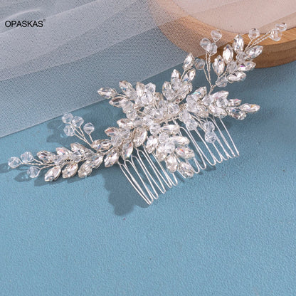 Peigne à cheveux en cristal brillant, accessoires pour cheveux de mariage, pinces à cheveux en strass, couvre-chef, Barrettes de couleur rose/argent, bijoux